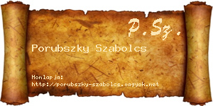 Porubszky Szabolcs névjegykártya